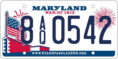 MD license plate 8AQ0542
