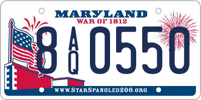 MD license plate 8AQ0550
