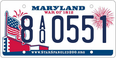 MD license plate 8AQ0551