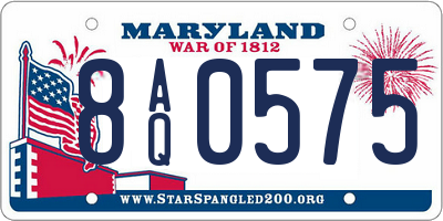 MD license plate 8AQ0575