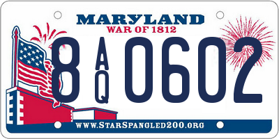 MD license plate 8AQ0602