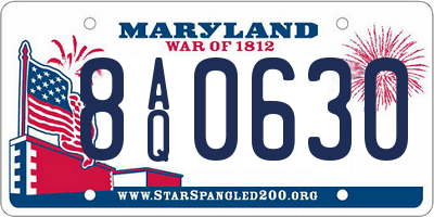 MD license plate 8AQ0630