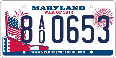 MD license plate 8AQ0653
