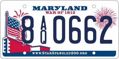 MD license plate 8AQ0662