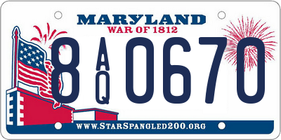 MD license plate 8AQ0670