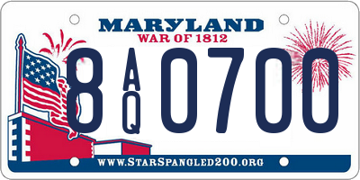 MD license plate 8AQ0700
