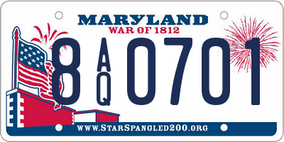 MD license plate 8AQ0701