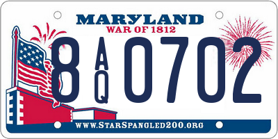 MD license plate 8AQ0702