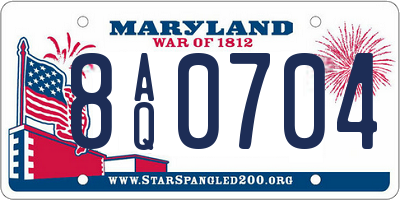MD license plate 8AQ0704