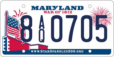 MD license plate 8AQ0705