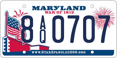 MD license plate 8AQ0707