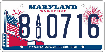 MD license plate 8AQ0716