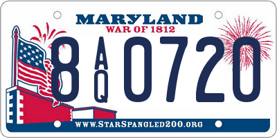 MD license plate 8AQ0720
