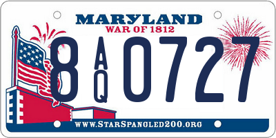 MD license plate 8AQ0727