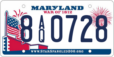MD license plate 8AQ0728