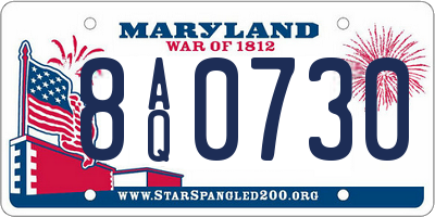 MD license plate 8AQ0730