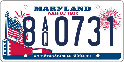 MD license plate 8AQ0731