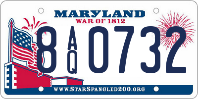 MD license plate 8AQ0732