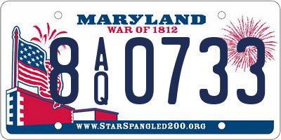 MD license plate 8AQ0733