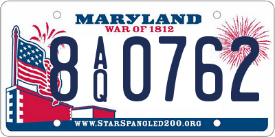MD license plate 8AQ0762