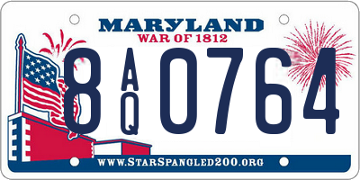 MD license plate 8AQ0764