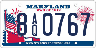 MD license plate 8AQ0767