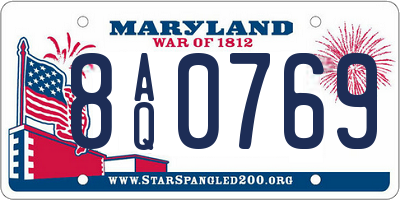 MD license plate 8AQ0769
