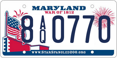 MD license plate 8AQ0770