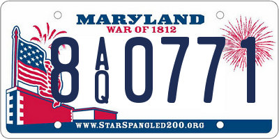 MD license plate 8AQ0771