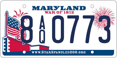 MD license plate 8AQ0773
