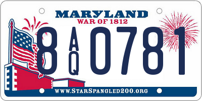MD license plate 8AQ0781