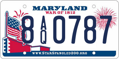 MD license plate 8AQ0787