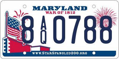 MD license plate 8AQ0788