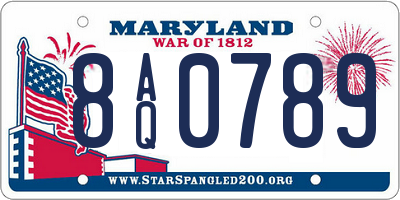 MD license plate 8AQ0789