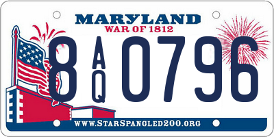 MD license plate 8AQ0796