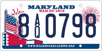 MD license plate 8AQ0798