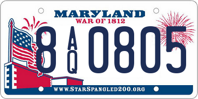 MD license plate 8AQ0805