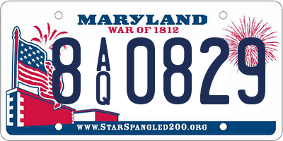 MD license plate 8AQ0829