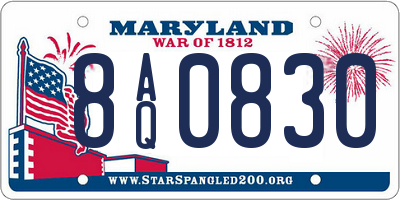 MD license plate 8AQ0830