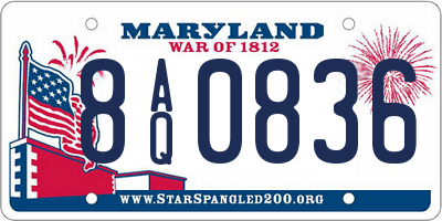 MD license plate 8AQ0836