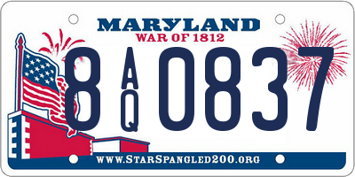 MD license plate 8AQ0837
