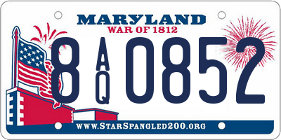 MD license plate 8AQ0852
