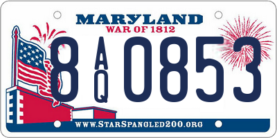 MD license plate 8AQ0853