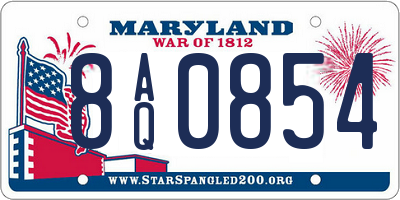 MD license plate 8AQ0854
