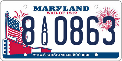 MD license plate 8AQ0863