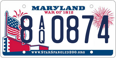 MD license plate 8AQ0874