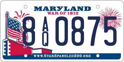 MD license plate 8AQ0875