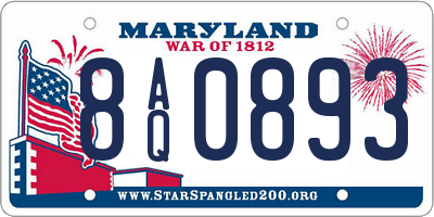 MD license plate 8AQ0893