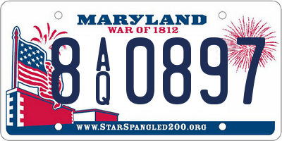 MD license plate 8AQ0897
