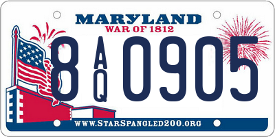 MD license plate 8AQ0905